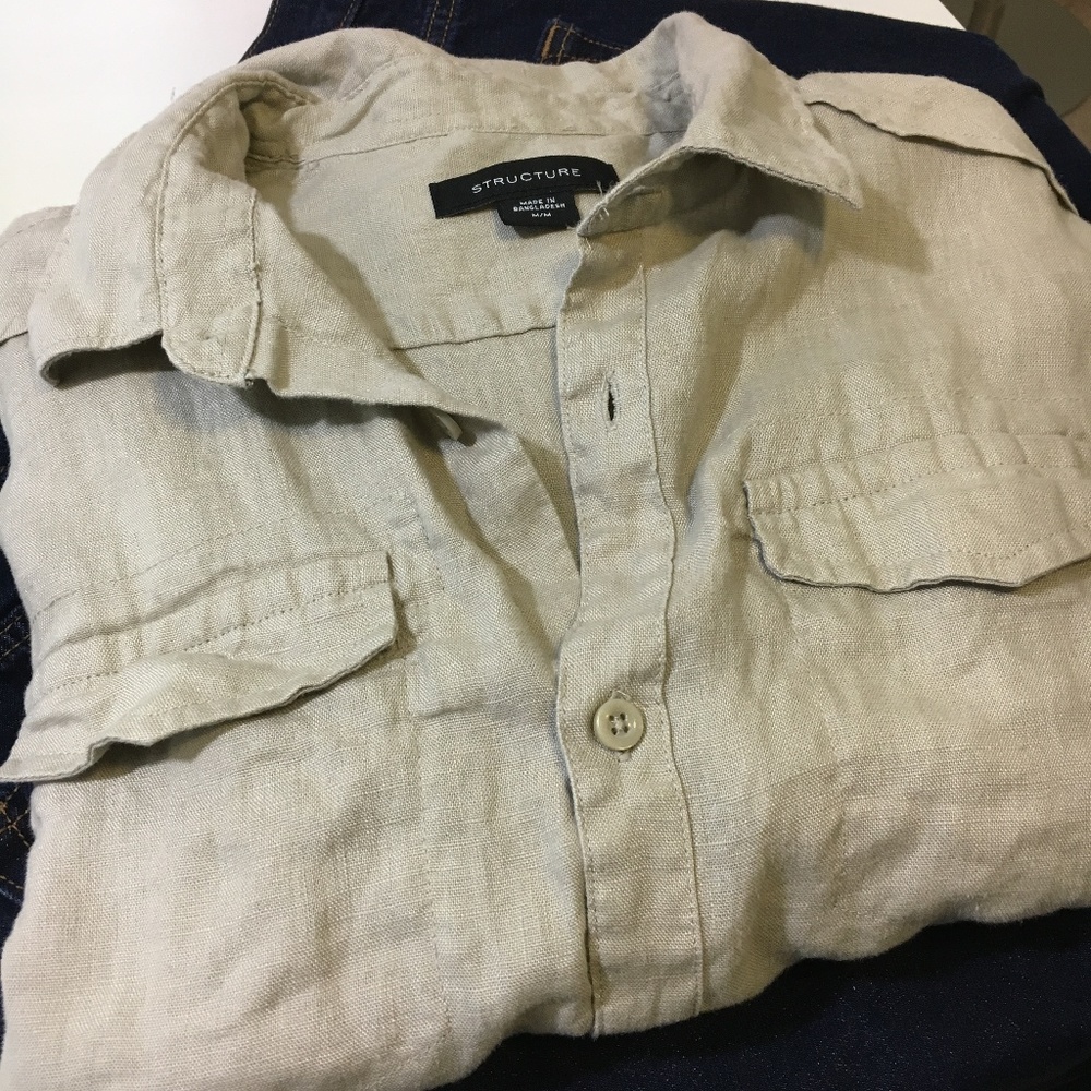 Structure linen long sleeve shirt